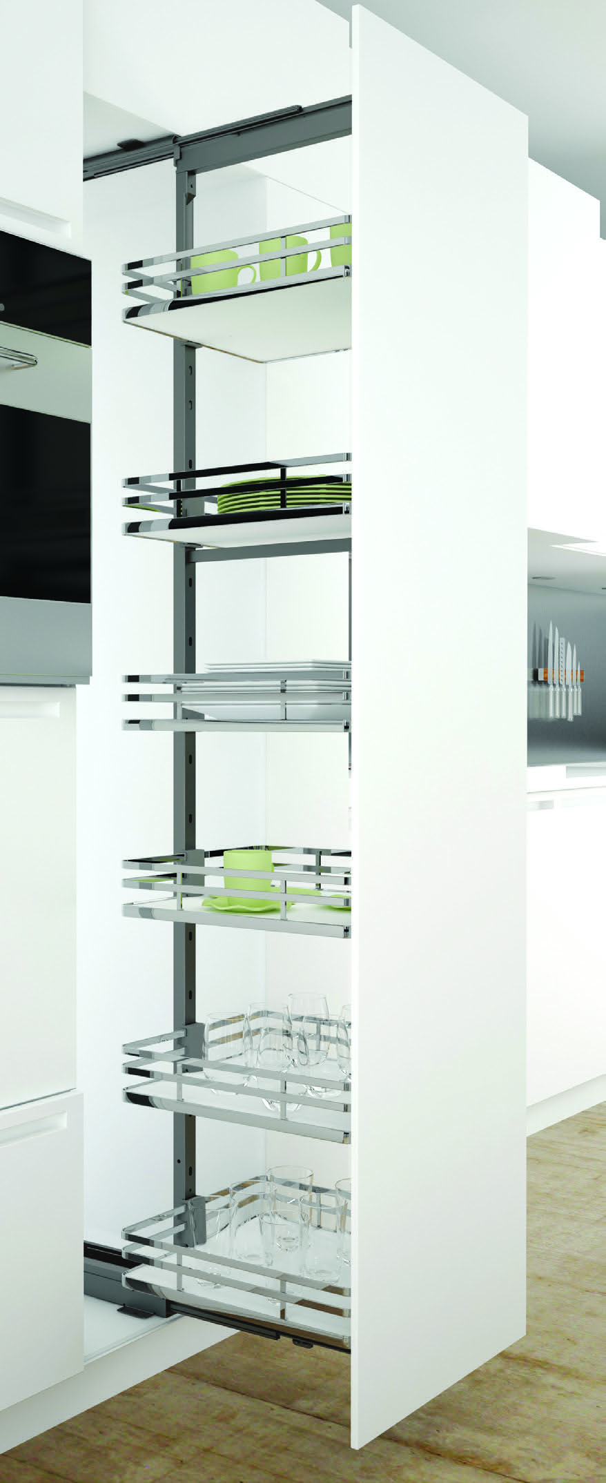 Nero Kitchen Pull-Out Cupboard Organiser - Suits 350mm Cupboard